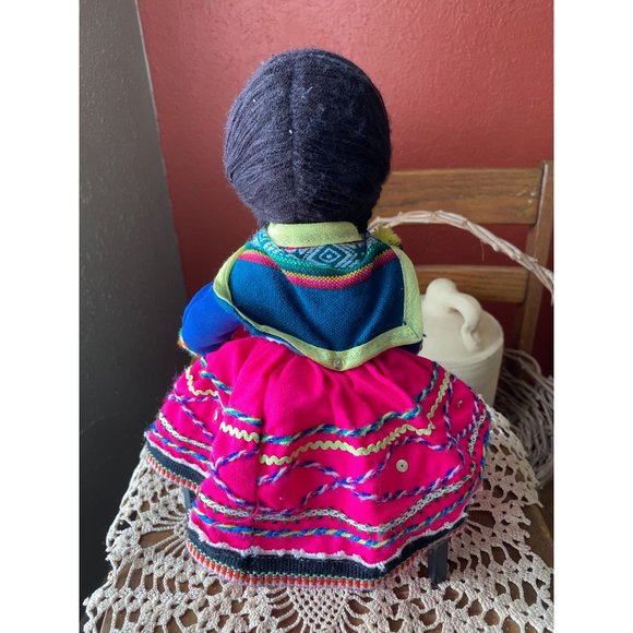 PERUVIAN DOLL - Girl In Valicha Dance Costume Dress with Hat - 12" tall - Picture 8 of 8